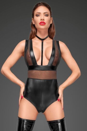 Body F183 Wetlook Noir Cremallera