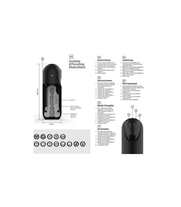 Masturbador Vibrador Con Succión M1 Virgite - Imagen 4