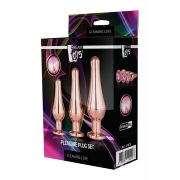 Kit 3 Plugs Metal Oro Rosa Dream