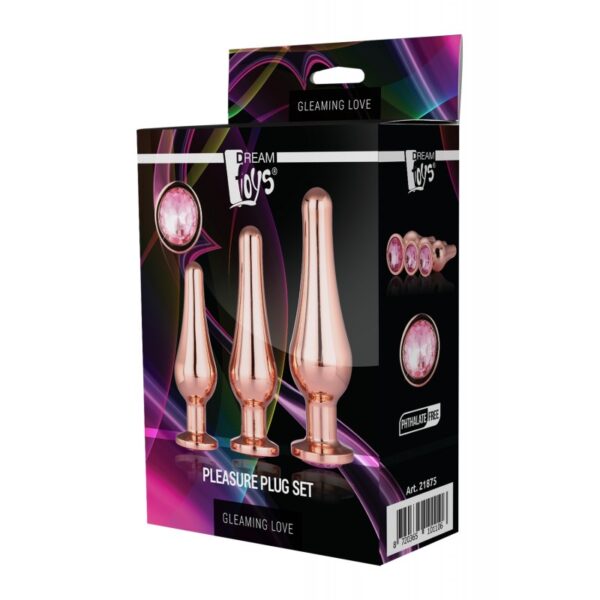 Kit 3 Plugs Metal Oro Rosa Dream