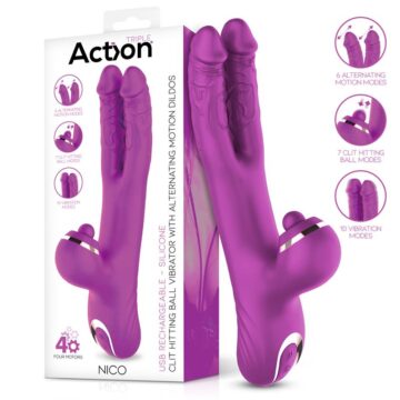 Vibrador Rabbit Doble Pene Nico Aletea Tapping Action