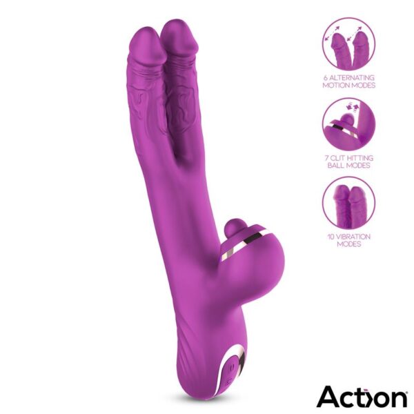 Vibrador Rabbit Doble Pene Nico Aletea Tapping Action - Imagen 3