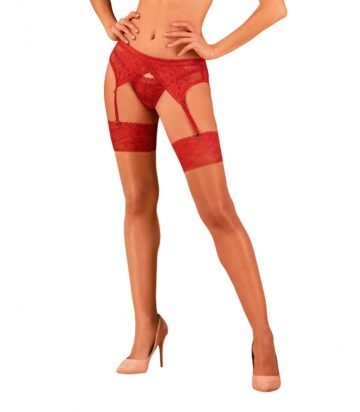 Medias Lisas Beige/ Rojo Lacelove Obsessive